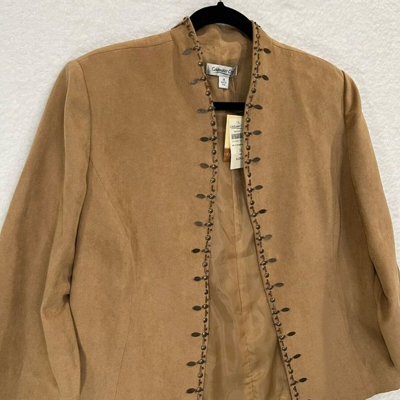 Coldwater Creek Jackets & Blazers - NWT Coldwater Creek Women’s Size 16 Tan Light Open Jacket Beaded Trim $129